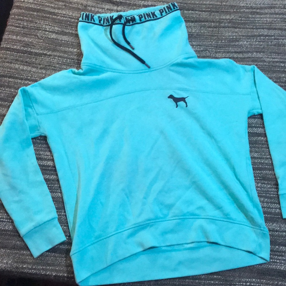 Mint Green Cowl Neck Sweatshirt // PINK // Small